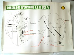 LÁMINAS ENSEÑANZA mascara antigas, A.B.Q M3 77, POSTER