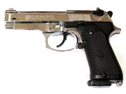 PISTOLA BERETTA 92 F CROMADA DETONADORA,  de fogueo